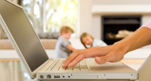 parent using computer
